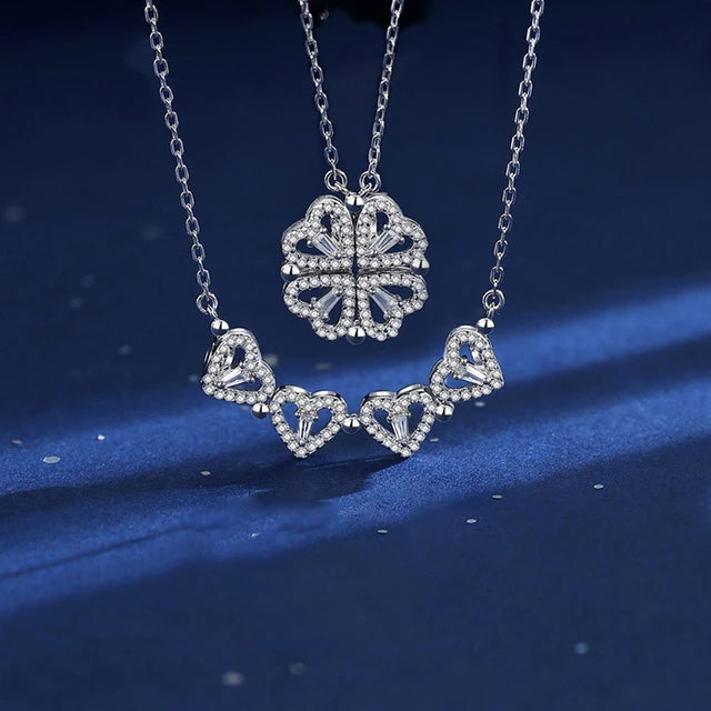 Colar trevo de coração+6 rosas cheirosas e transmitindo amor