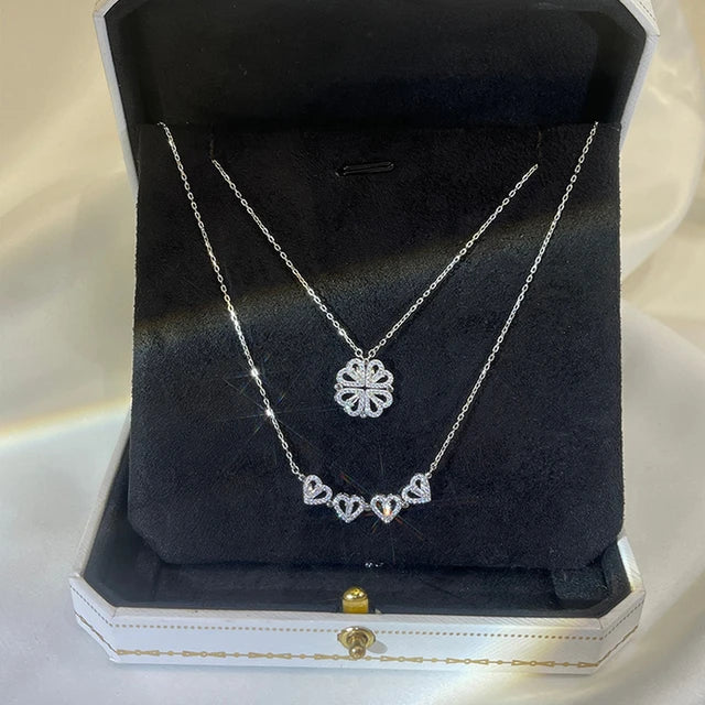 Colar trevo de coração+6 rosas cheirosas e transmitindo amor