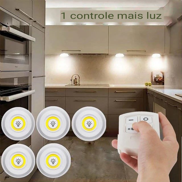 Kit 5 Lâmpadas de Led - Sem fio com Controle Remoto